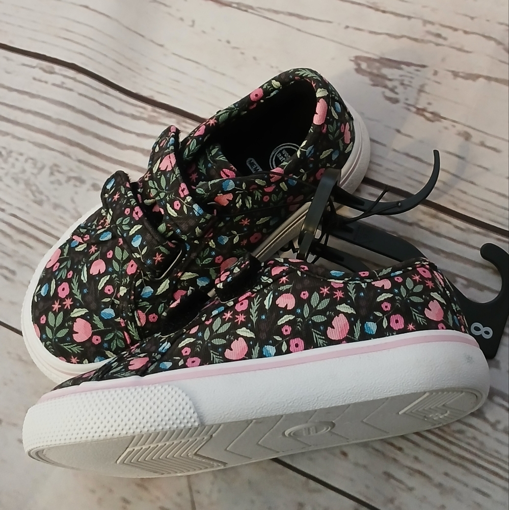 Wonder Nation Girls Canvas Sneakers Black And Pink Infant Girls Size 7